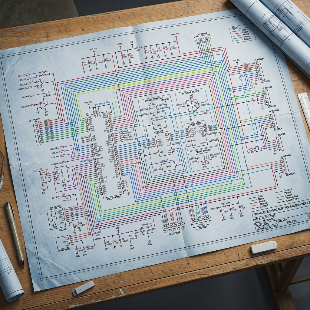 色分けされた電子配線図
